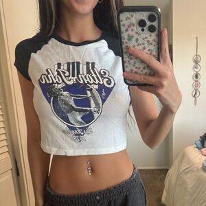 Urban Outfitters Black and White Graphic Crop Top